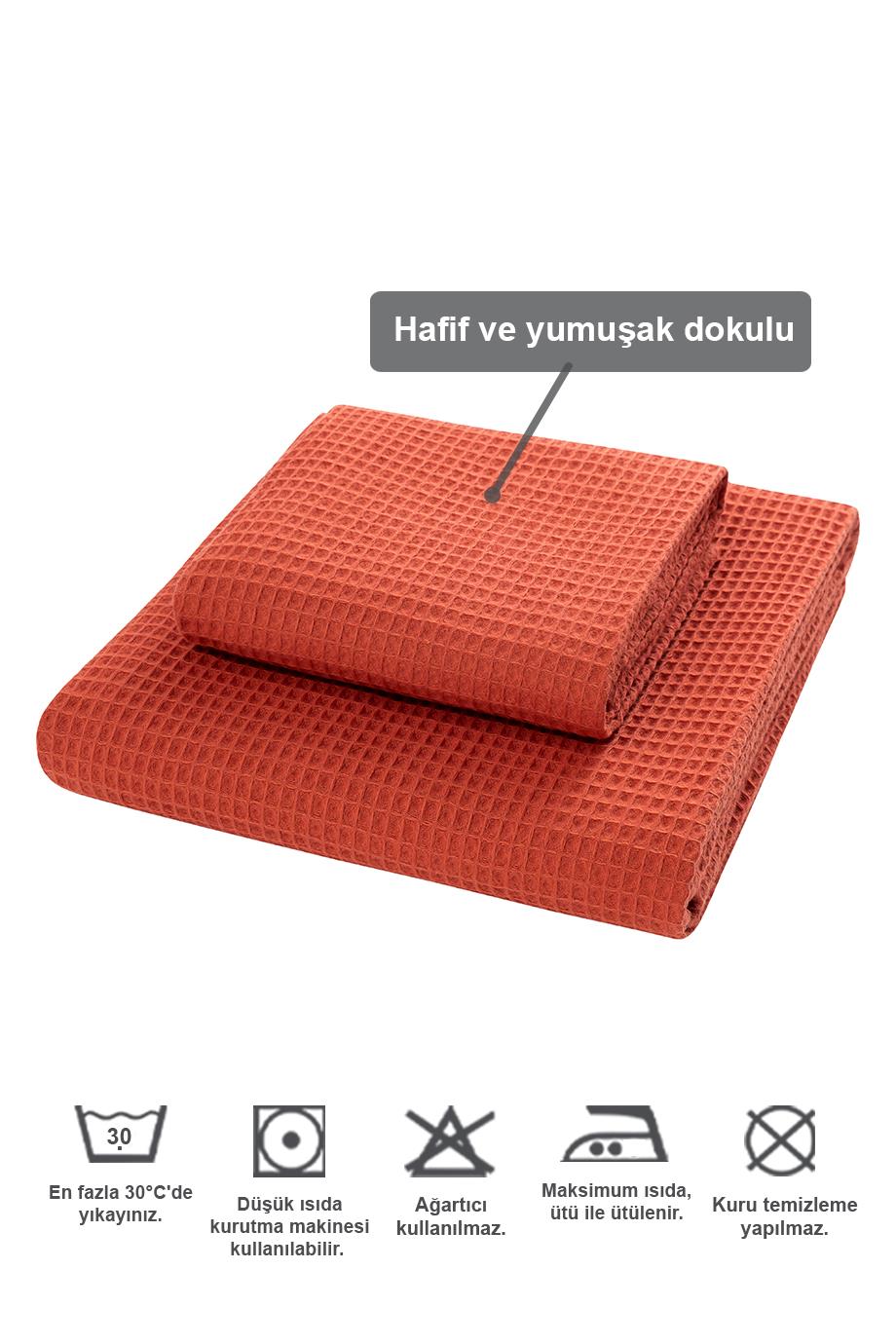 WAFFLE BANYO HAVLU SETİ - KİREMİT