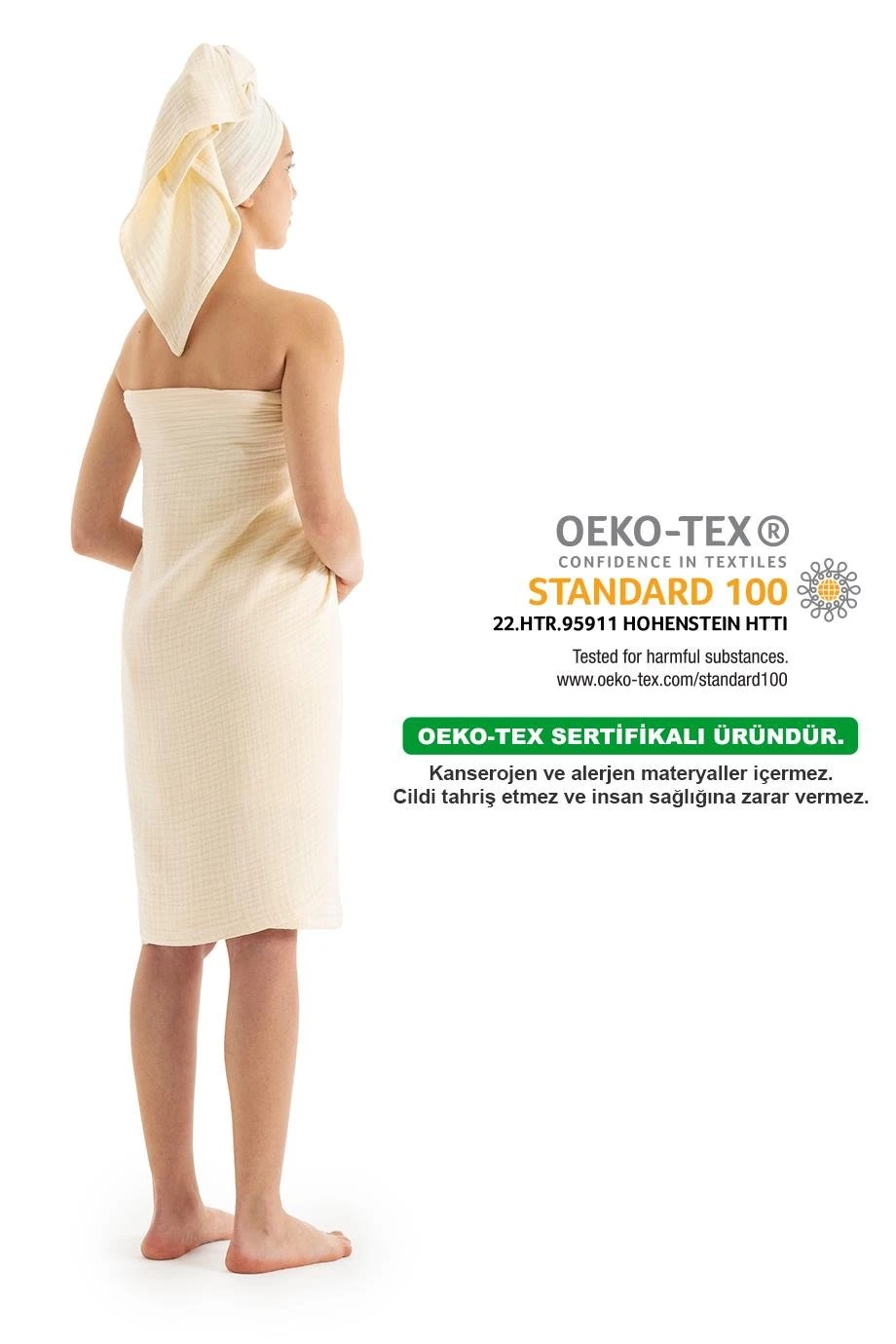 MÜSLİN BANYO HAVLU SETİ  - EKRU