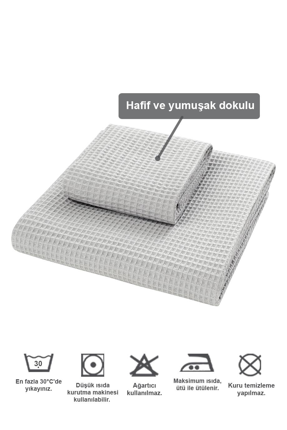 WAFFLE BANYO HAVLU SETİ - GRİ