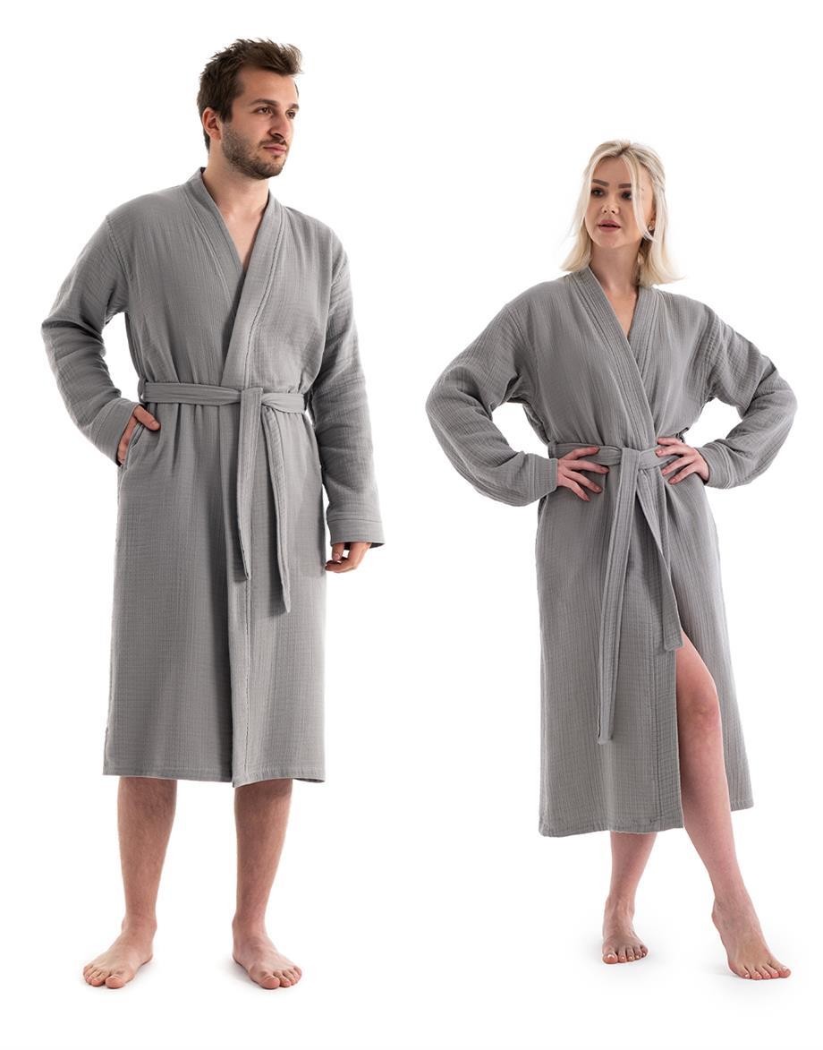 UNISEX KİMONO MÜSLİN BORNOZ-HAVLU SETİ