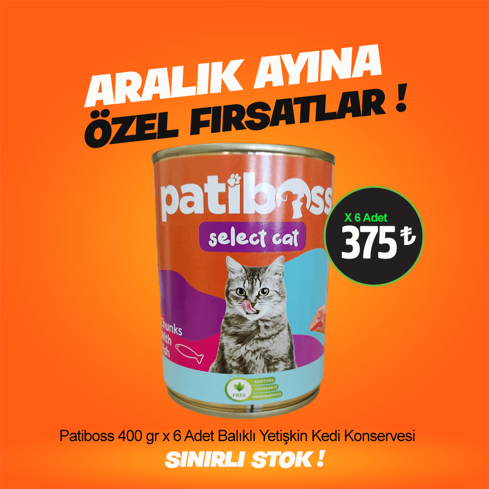 Patiboss 400 gr X 6 Adet Yetişkin Kedi Konservesi