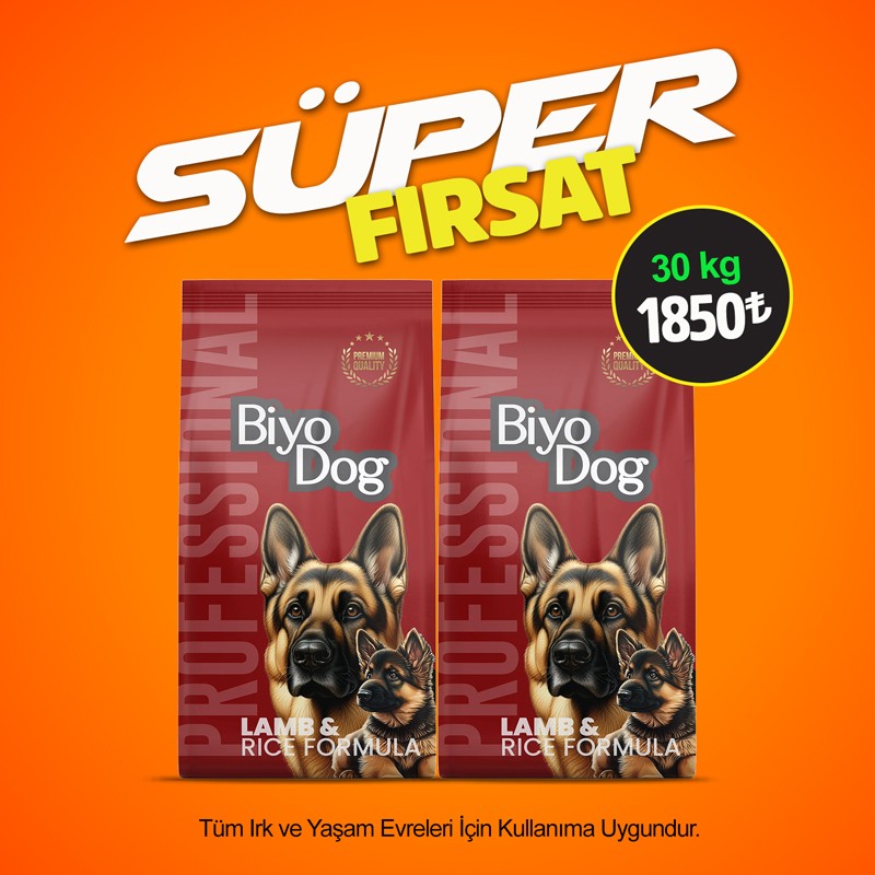 Biyodog Profesyonel Kuzu Etli Universal Köpek Maması 15 kg X 2 Adet