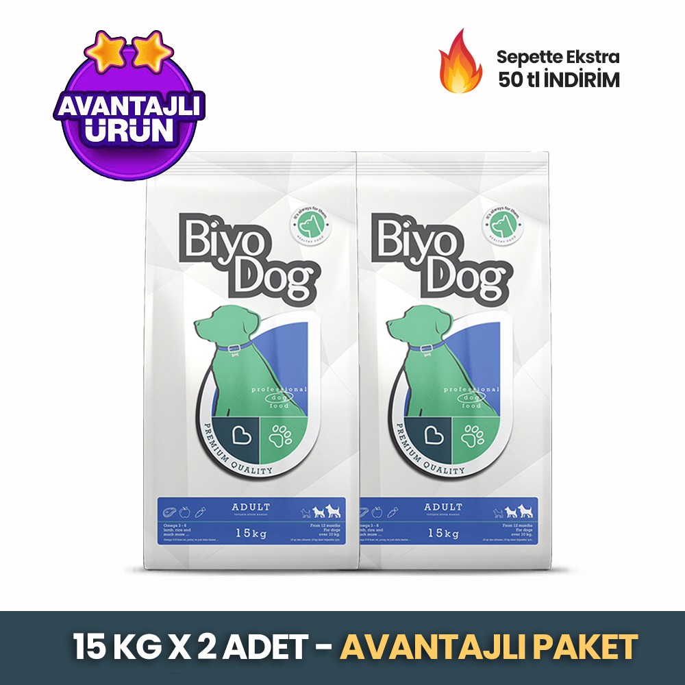 Biyodog Kuzu Etli Yetişkin Köpek Maması Eco 15 kg X 2 Adet