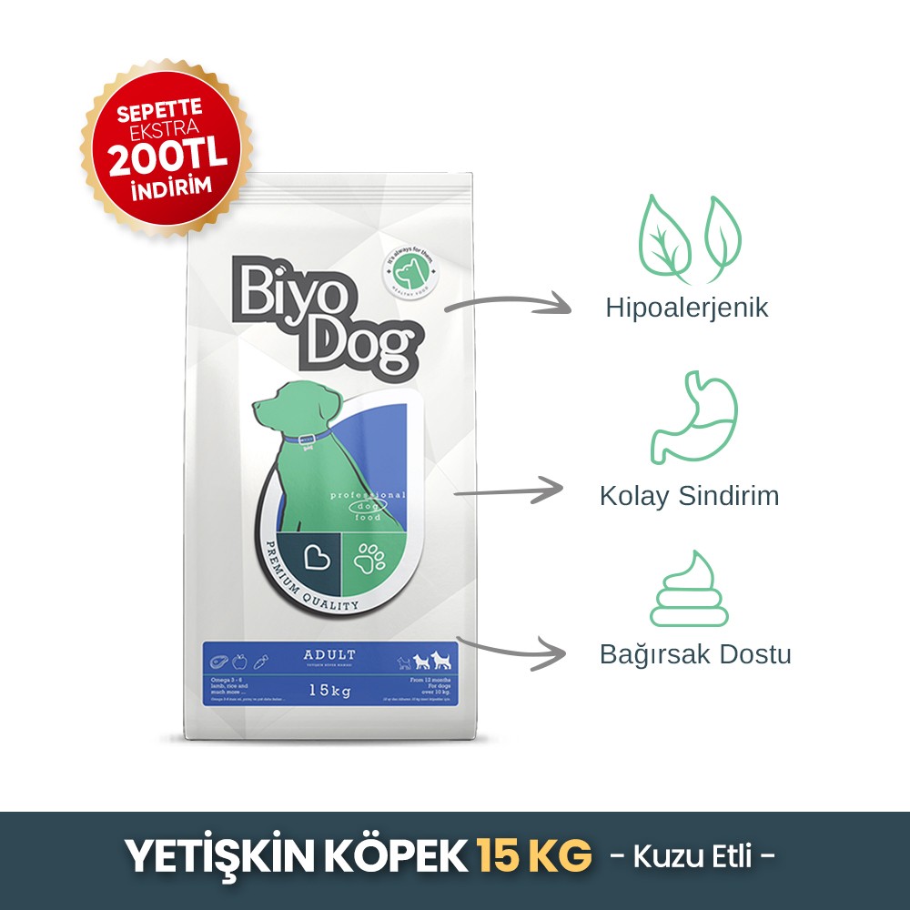 Biyodog Kuzu Etli Yetişkin Köpek Maması Eco 15 kg