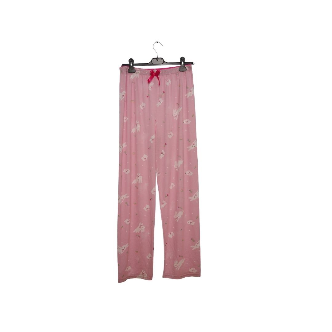 Pembe Tavşanlı Viskon Kumaş Pijama Altı