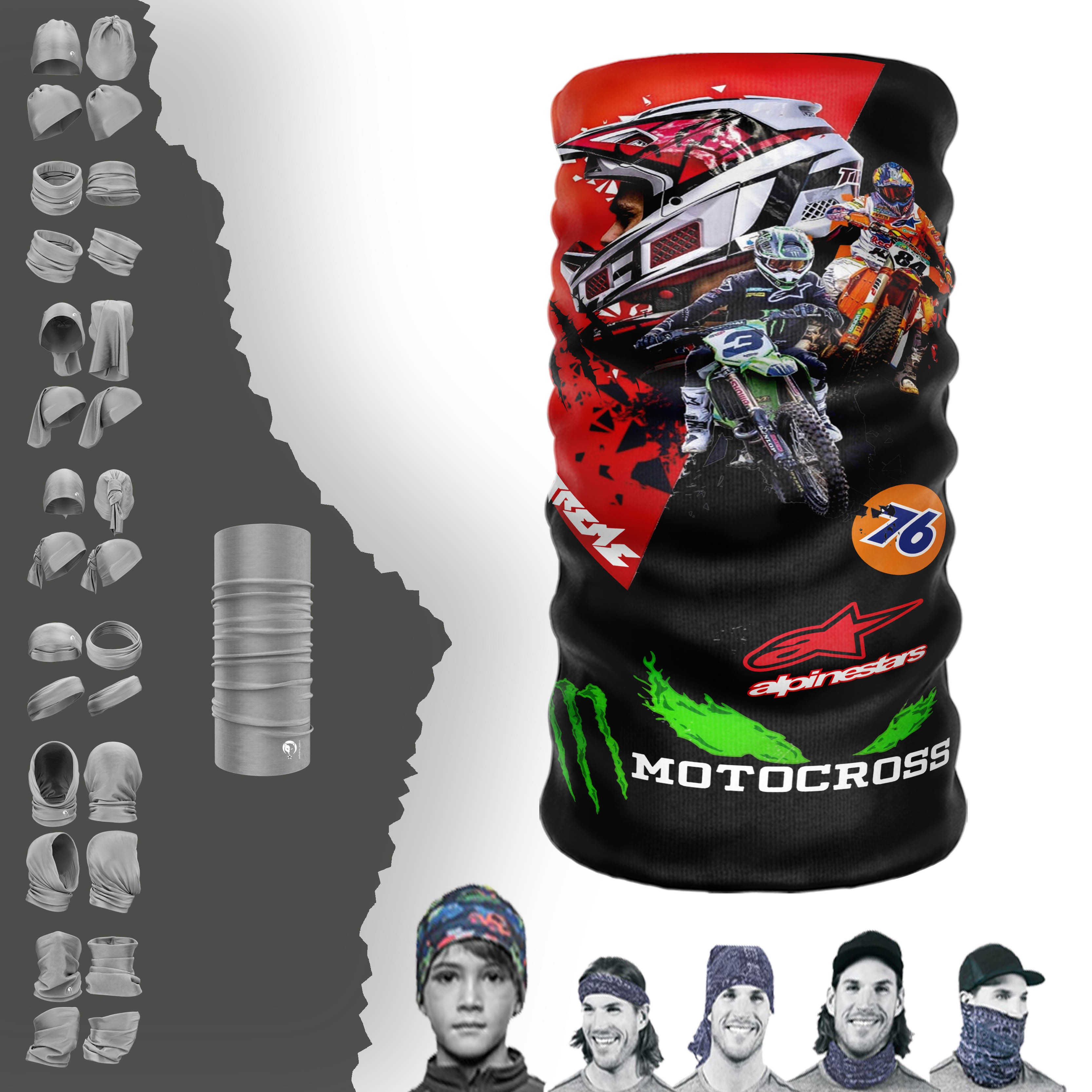 Gorro con cuello para Motocross, bandana, máscara, capó, hebilla, diadema