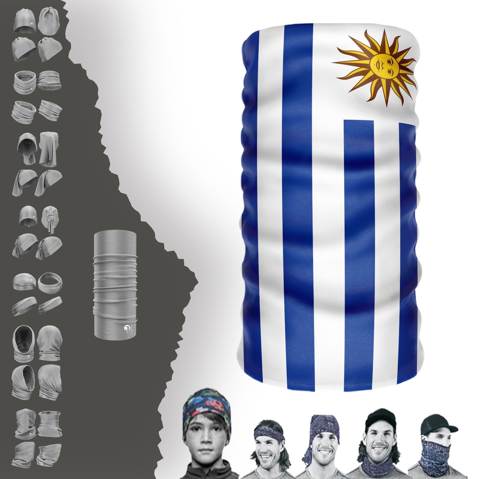 Шапка с воротником на шее и флагом Уругвая, бандана, маска, повязка на голову с пряжкой и капюшоном