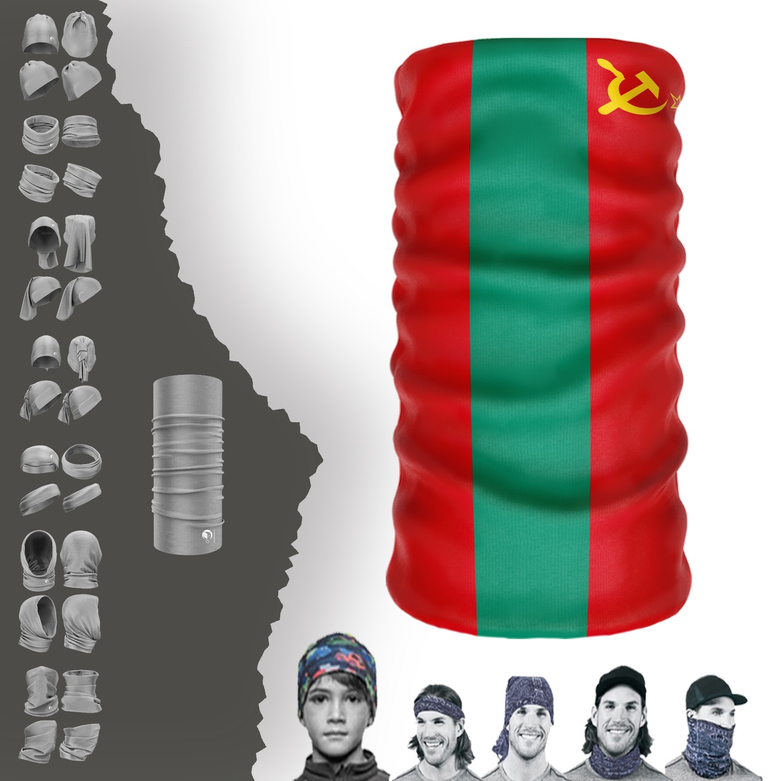 Шапка с воротником и воротником в виде флага Приднестровья, бандана, маска, повязка на голову с пряжкой и капюшоном