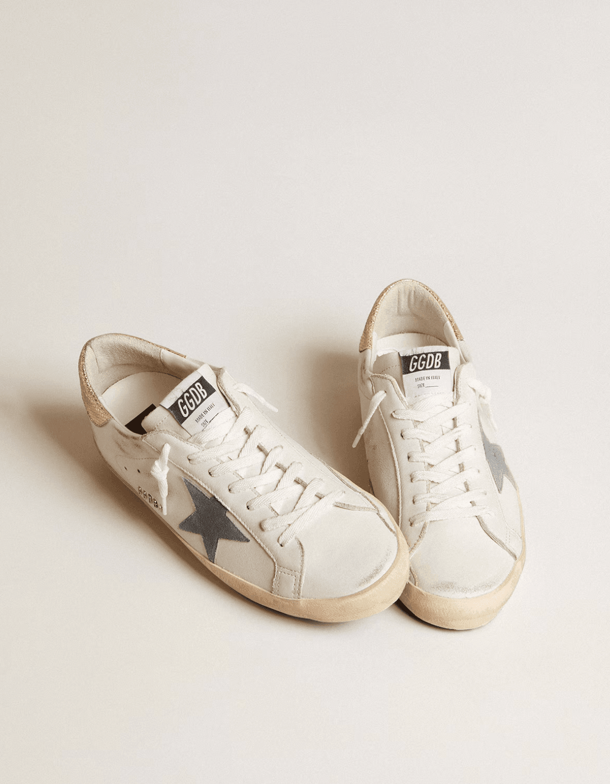 Golden goose Men's Super-Star with suede star and platinum snake-print leather heel tab