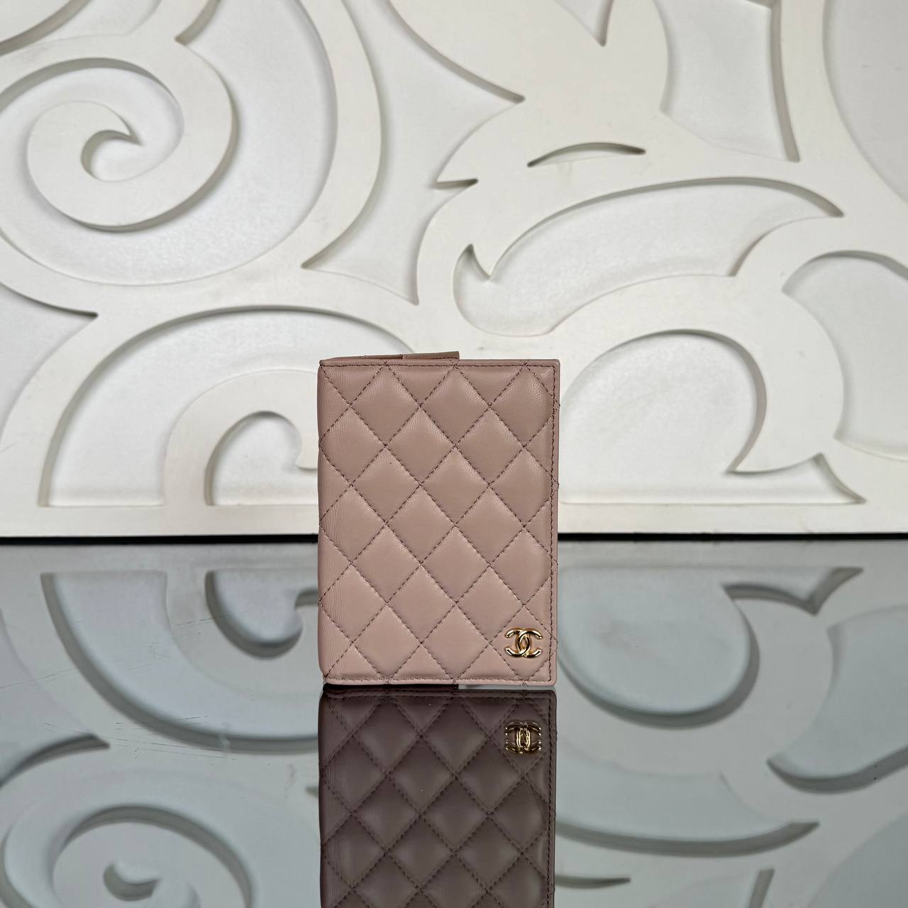 Chanel Passport Wallet Hakiki Deri İthal Kumaş Pudra