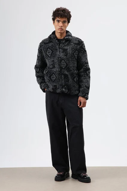 Oversize Peluş Mont Kahve