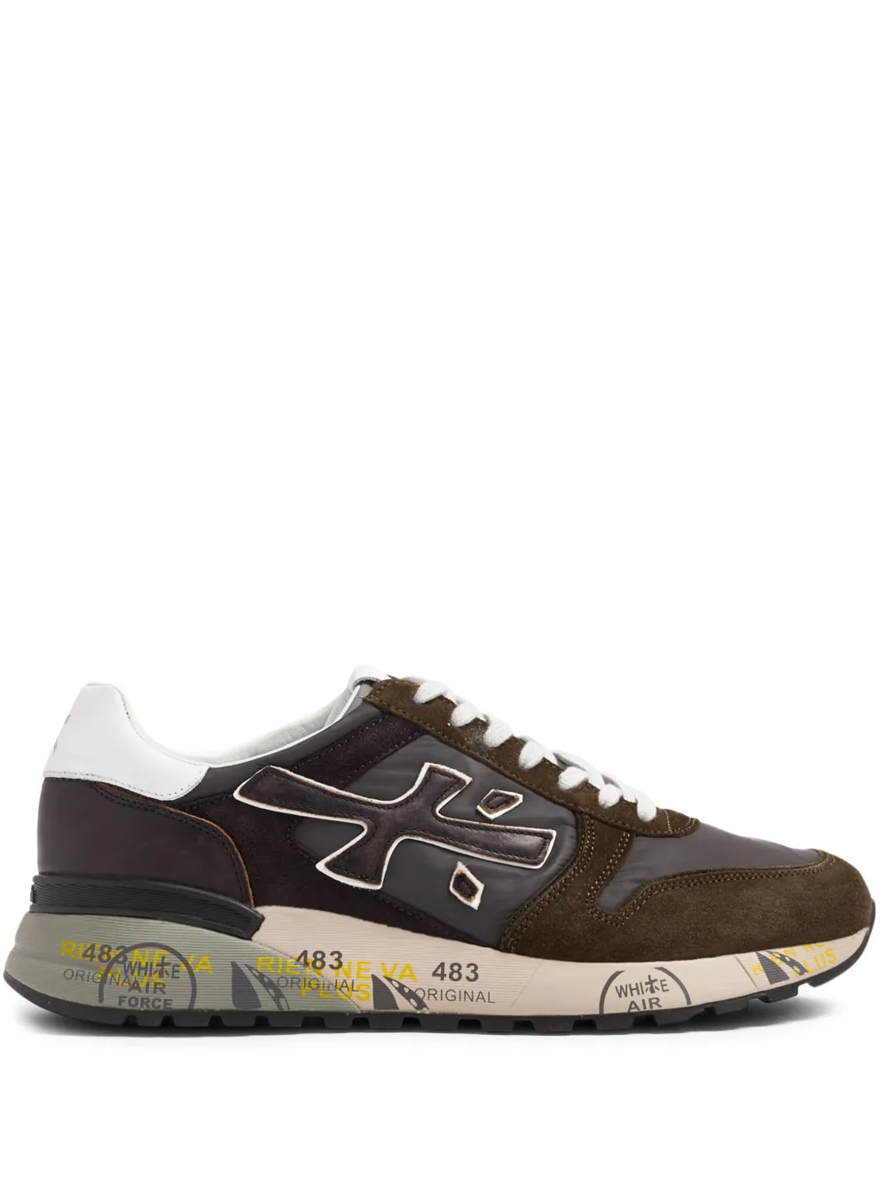 Premiata Mick Logo-Print Suede Sneakers Brown Black