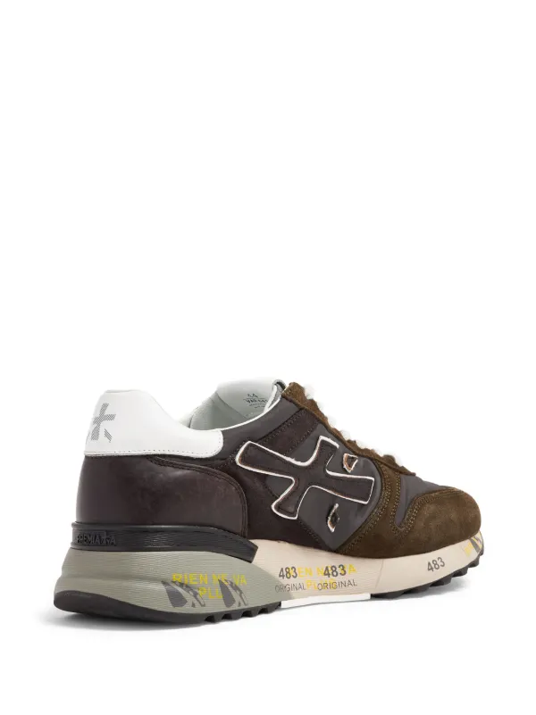 Premiata Mick Logo-Print Suede Sneakers Brown Black