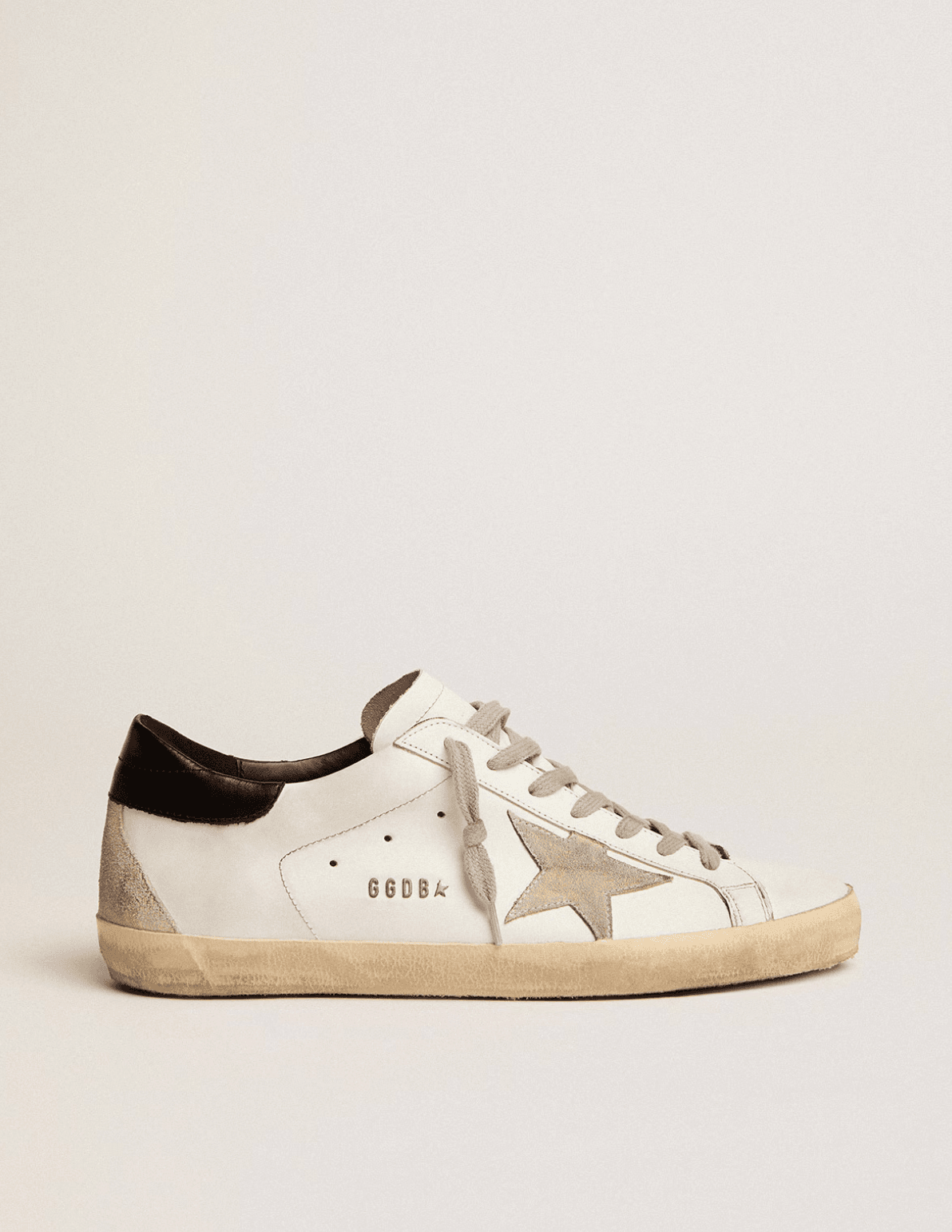 Golden goose Men's Super-Star with black heel tab and metal stud lettering