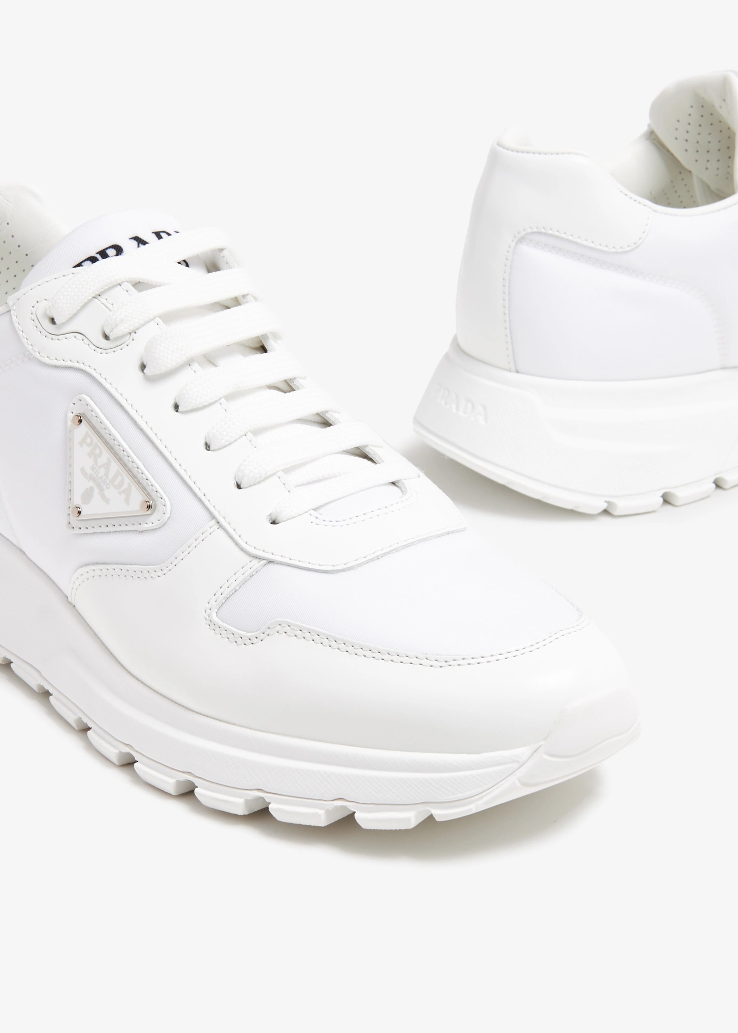 Prada Re-Nylon and brushed leather sneakers for Men - 