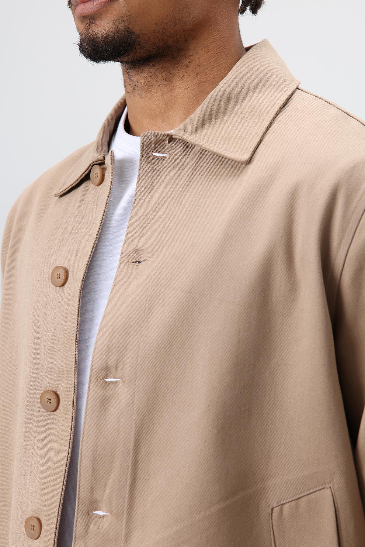 Boxy Fit Gabardin Ceket Vizon