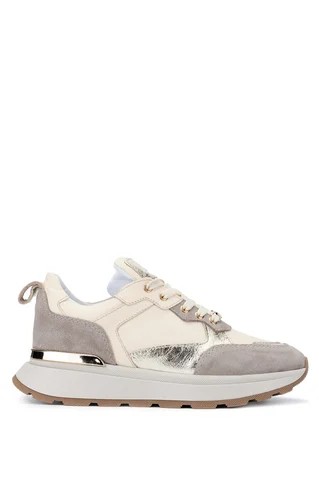Kadın Hakiki Deri Bej Süet Sneakers & Spor Ayakkabı