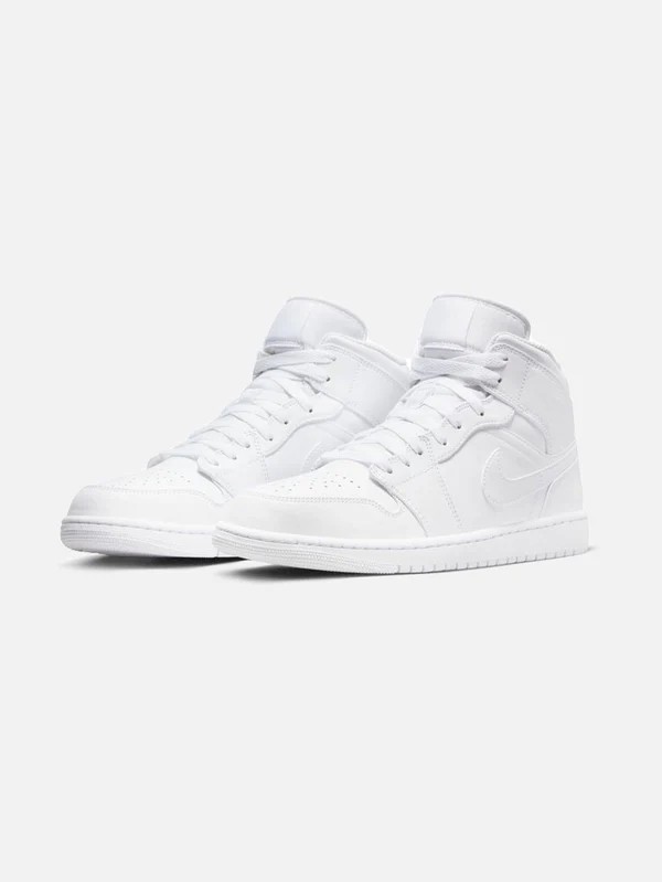 Nike Air Jordan 1 Mid Triple White (GS)