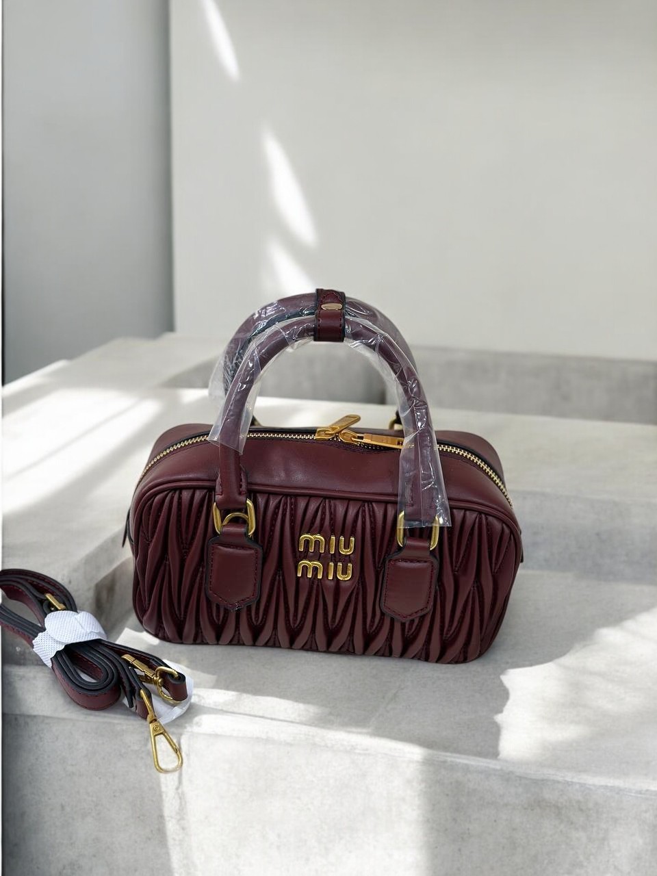 Mıu Mıu Arcadie Matelassé Napa Mini - Bordo