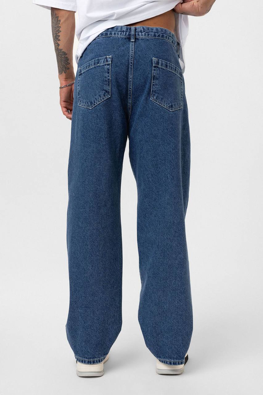 VAMOS Dikiş Detaylı Relaxed Fit Jean Mavi