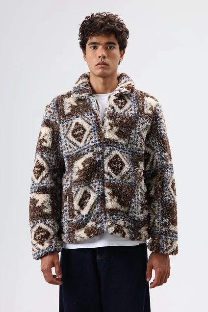 Oversize Peluş Mont Kahve