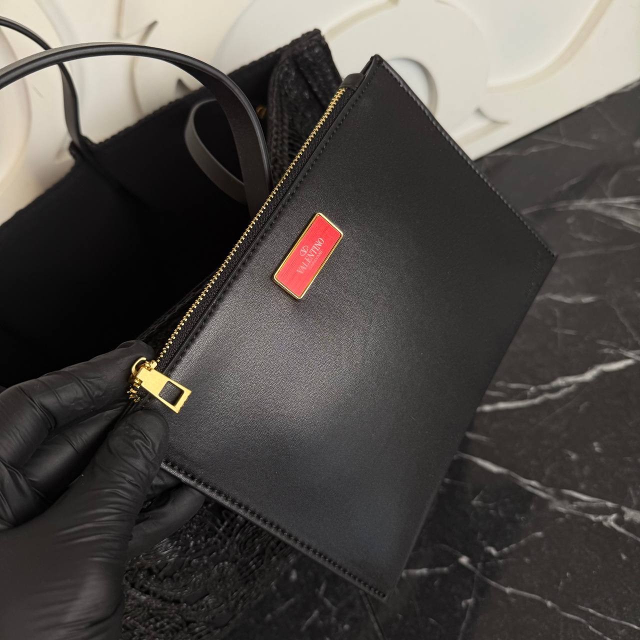 Valentino Garavani Rockstud  Top Handle Raffia Bag Big