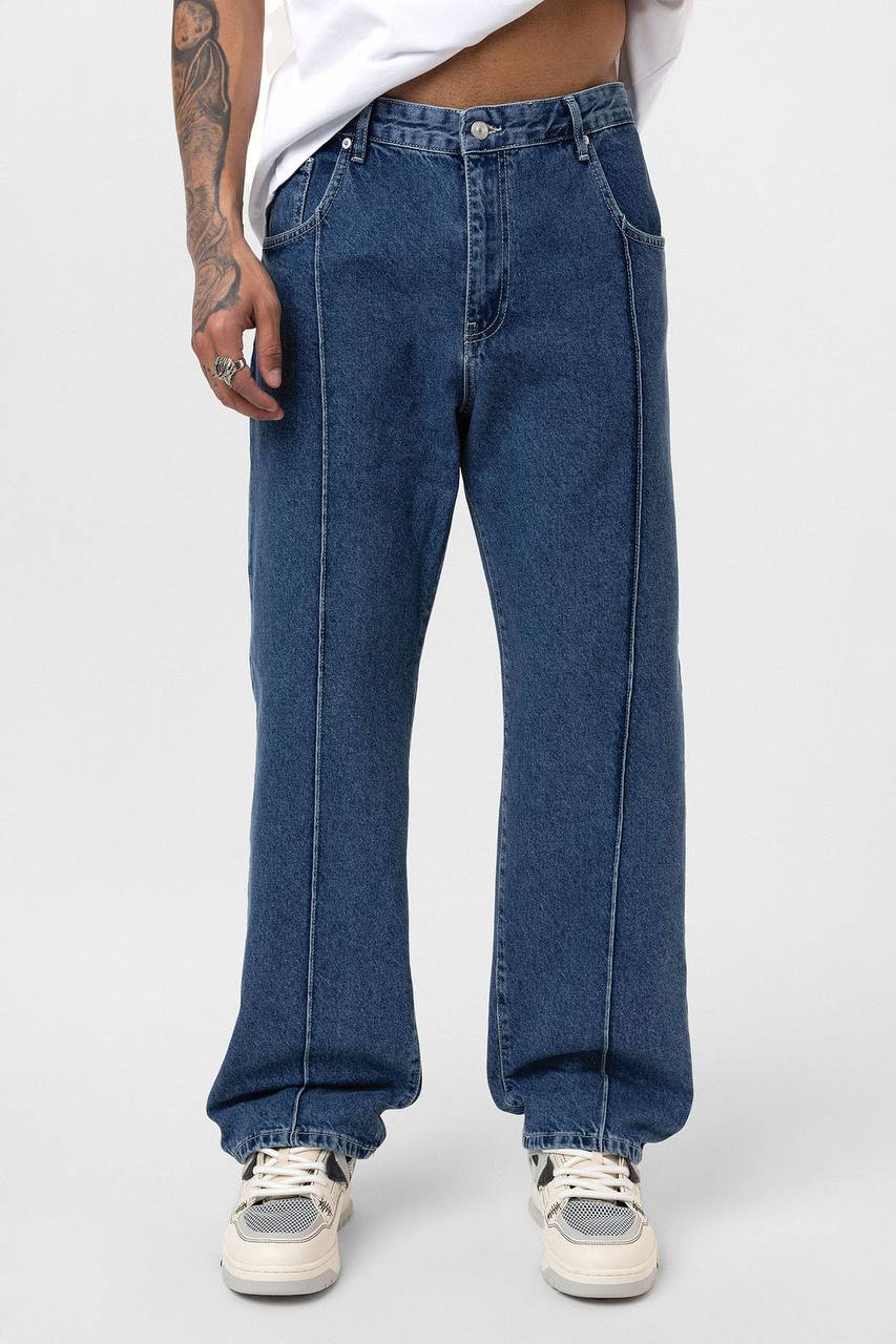 VAMOS Dikiş Detaylı Relaxed Fit Jean Mavi