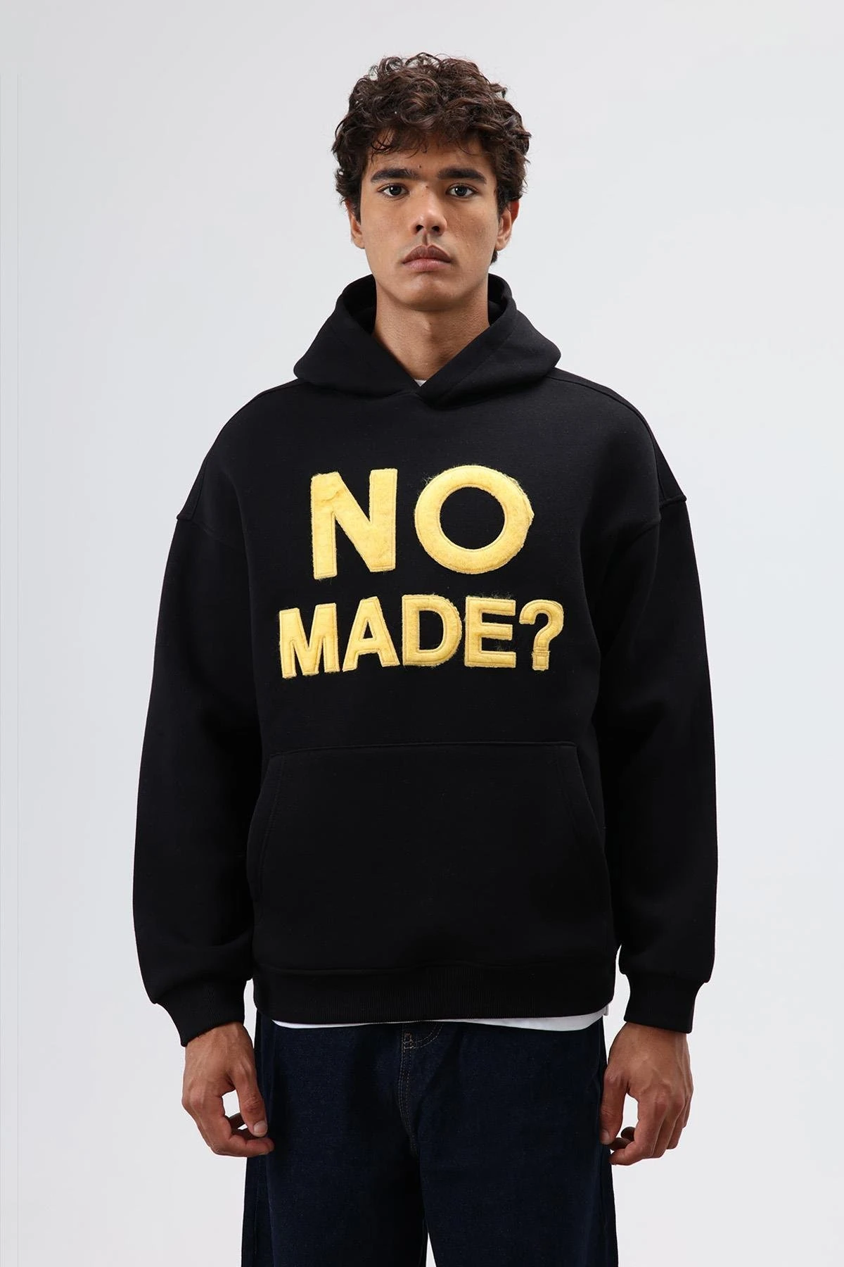 Oversize Baskılı Kapüşonlu Sweatshirt  Siyah