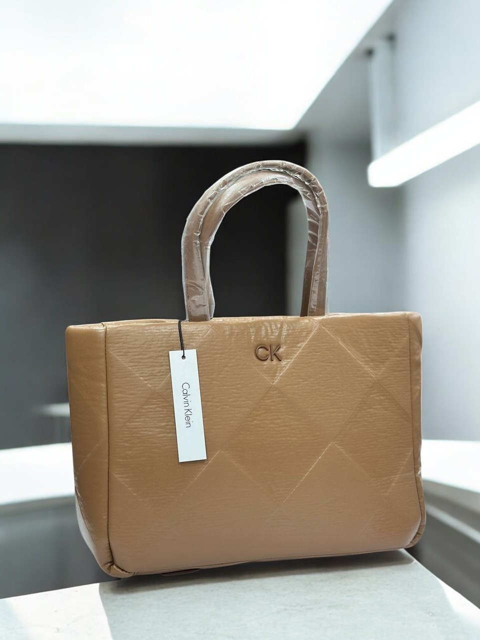Calvin Klein Re Lock Quilt Tote Kahve