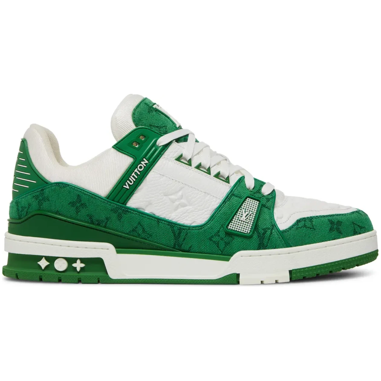 Louis Vuitton LV Trainer Green Monogram Denim White