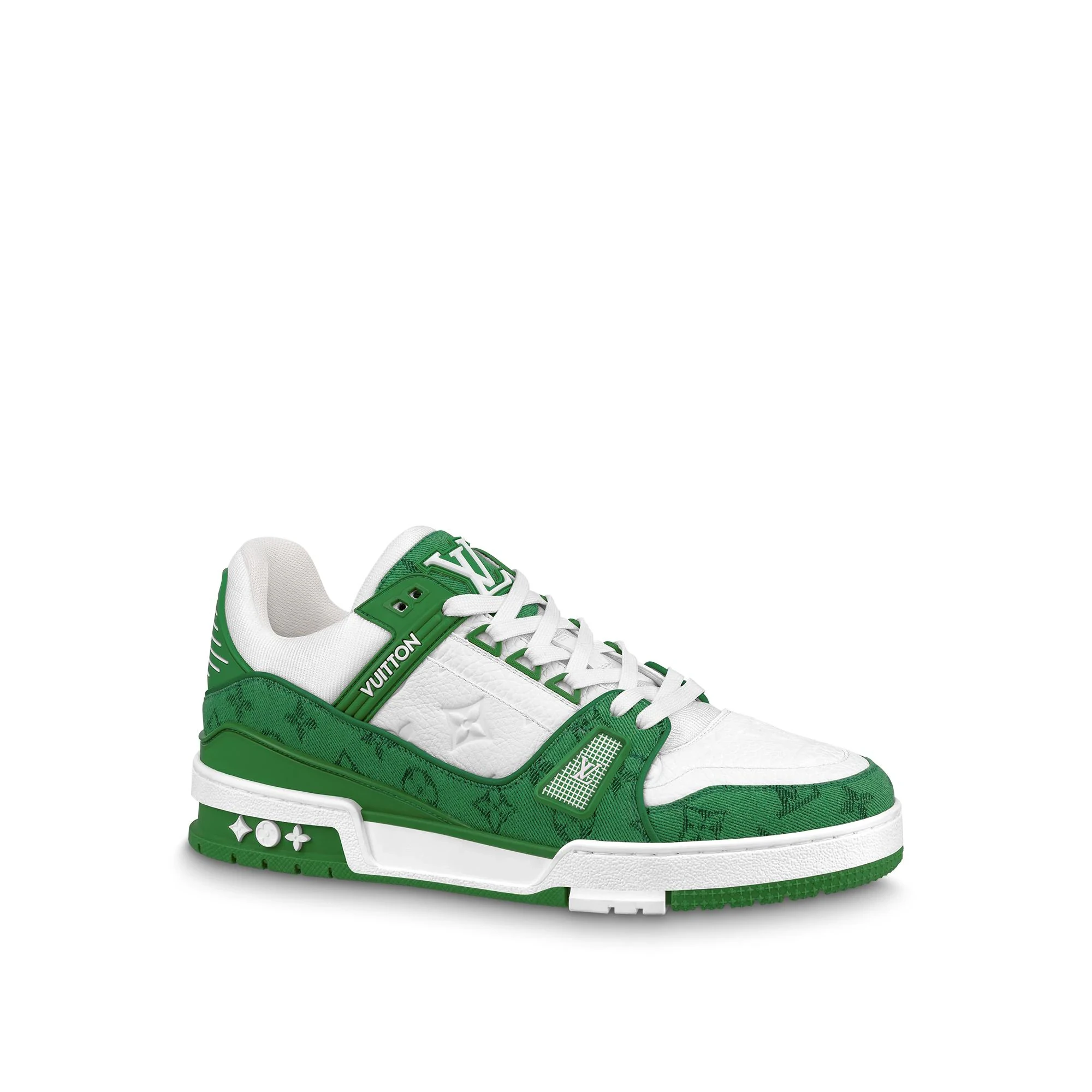 Louis Vuitton LV Trainer Green Monogram Denim White