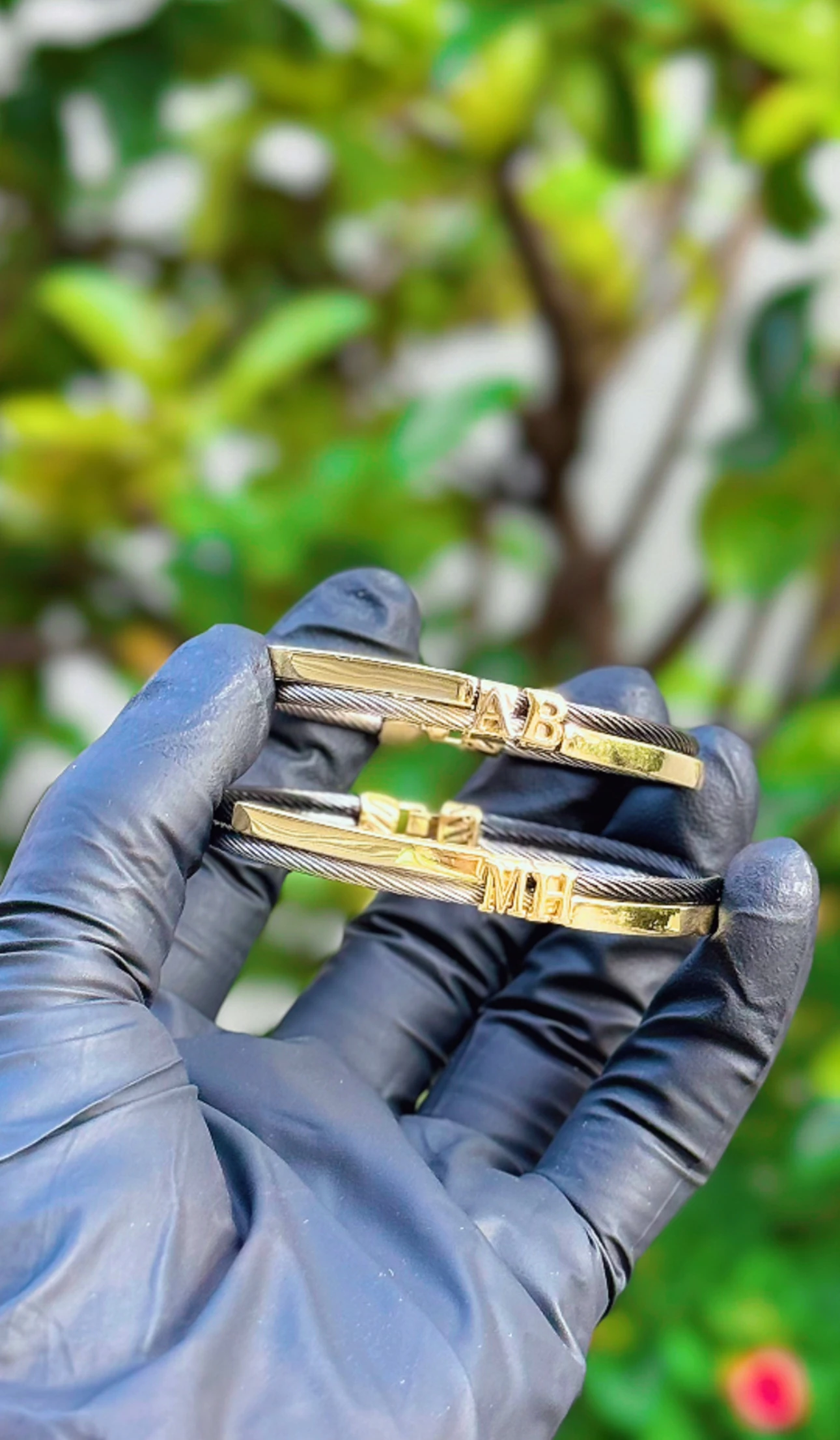 Kişiye Özel Harfli Burgu Çelik Bileklik – 925 Ayar Gümüş Üst Parça – Çift Harf Tasarım 