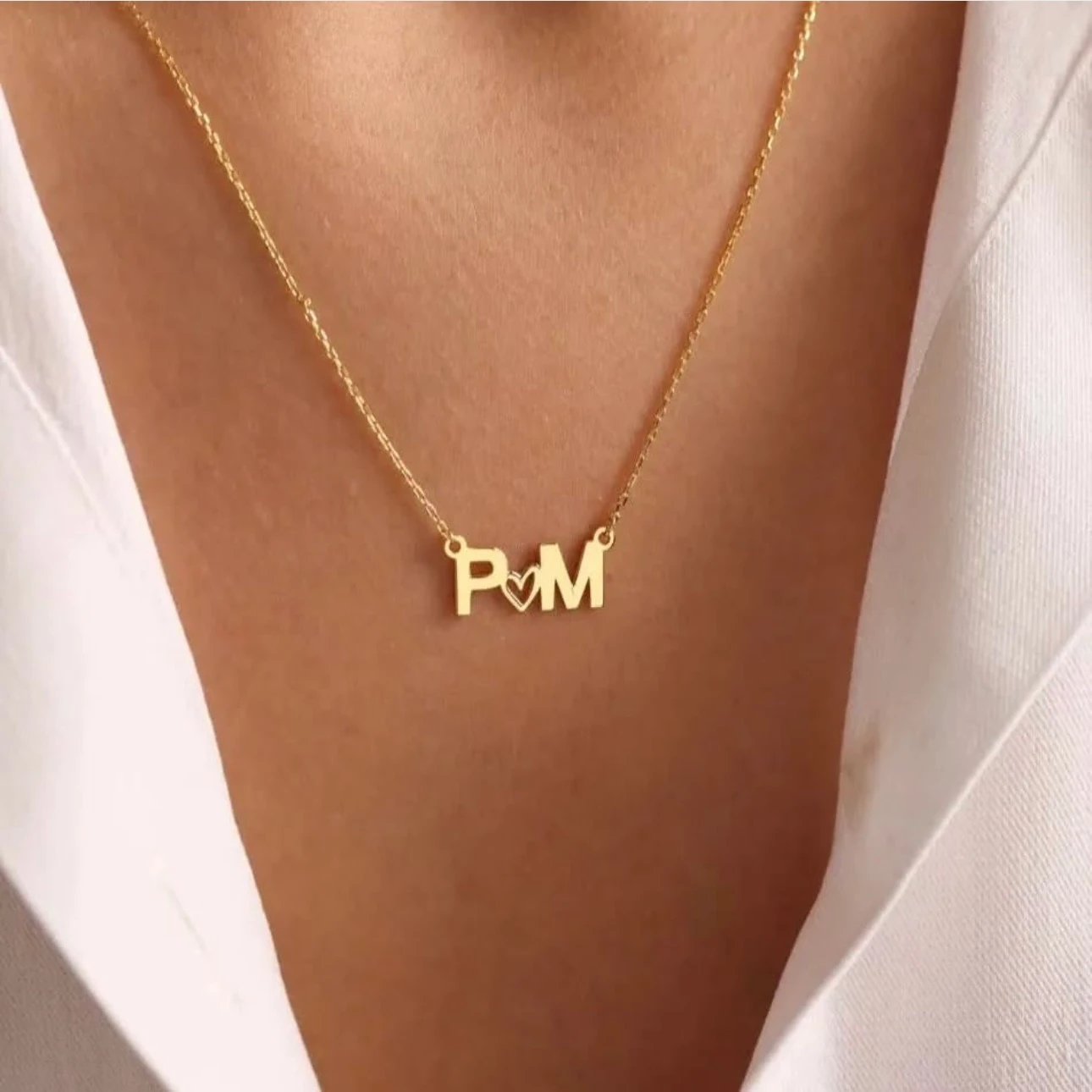 K işiye Özel Çift Harf Kalpli Kolye – Baş Harf Tasarım