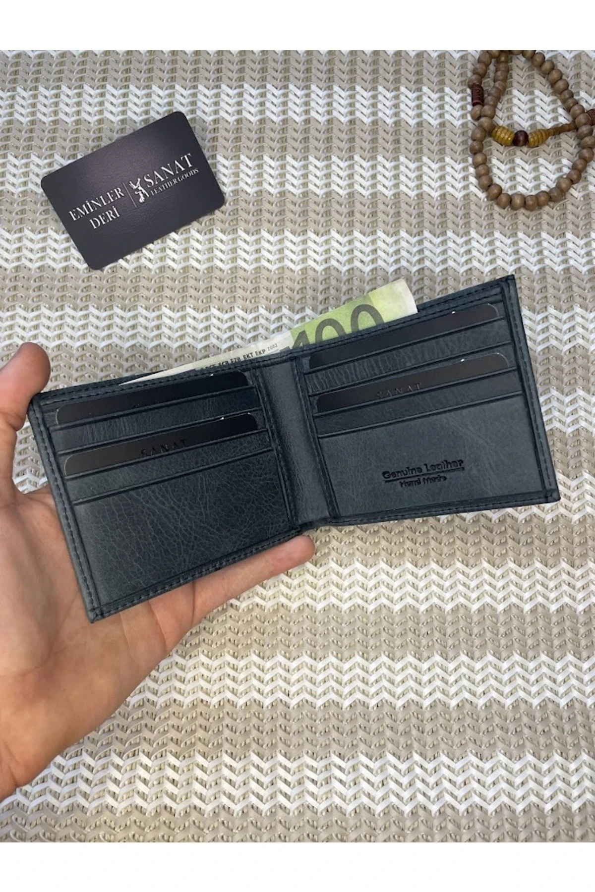 Hakiki deri klasik erkek cüzdan siyah