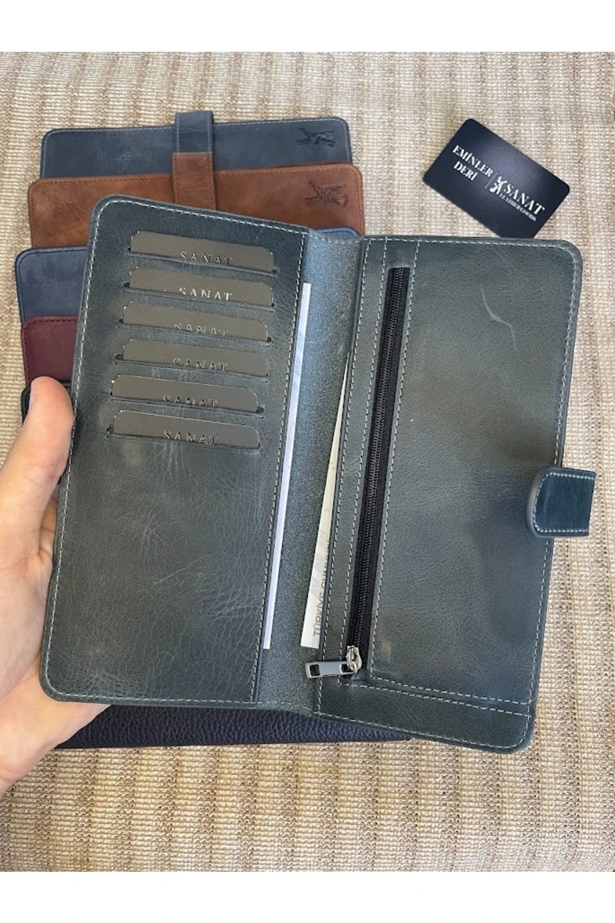 SL-2151 Fermuarlı Patlı Hakiki Deri Cüzdan SANAT LEATHER