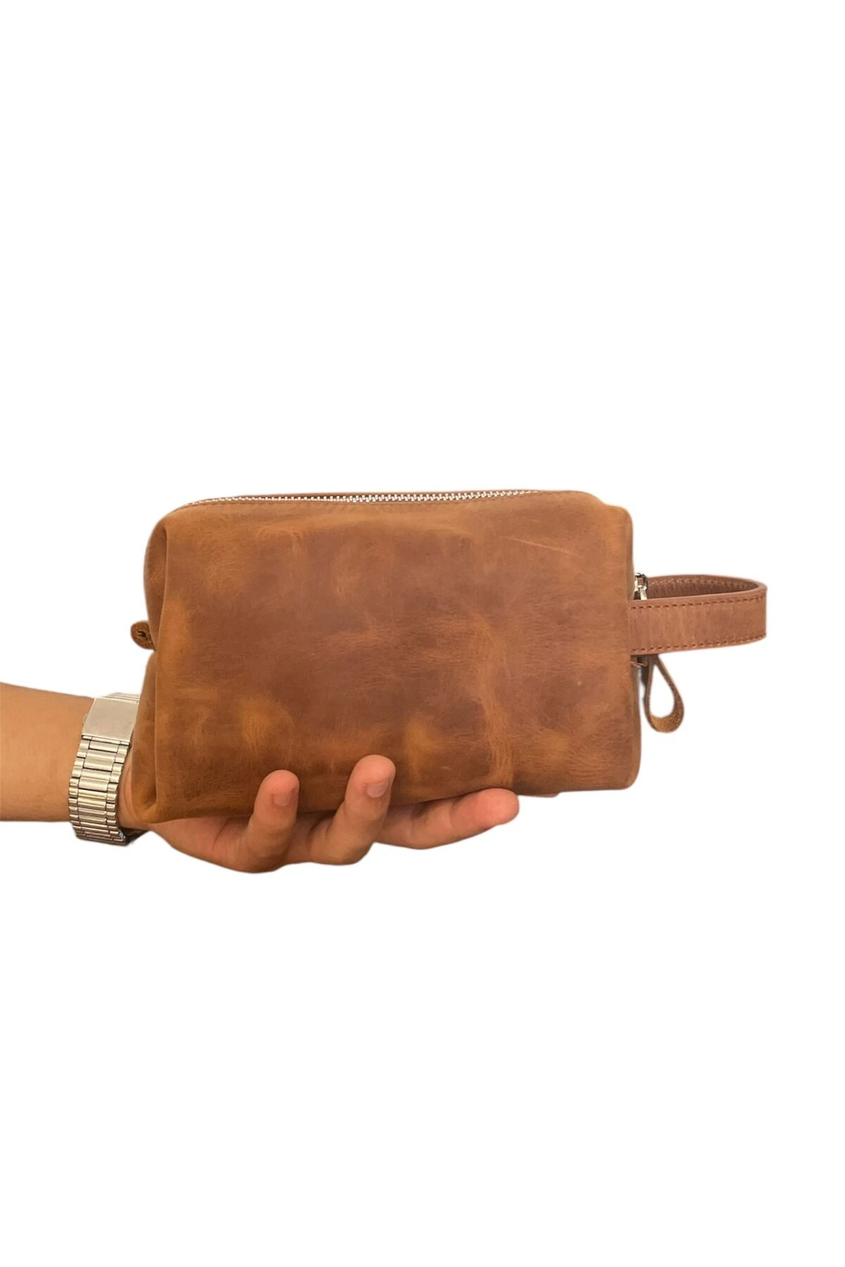 UNİSEX Hakiki Deri Portföy Clutch şık ve nazik Traş Kozmetik Bakım Ve Günlük El Çantası 19X9X10