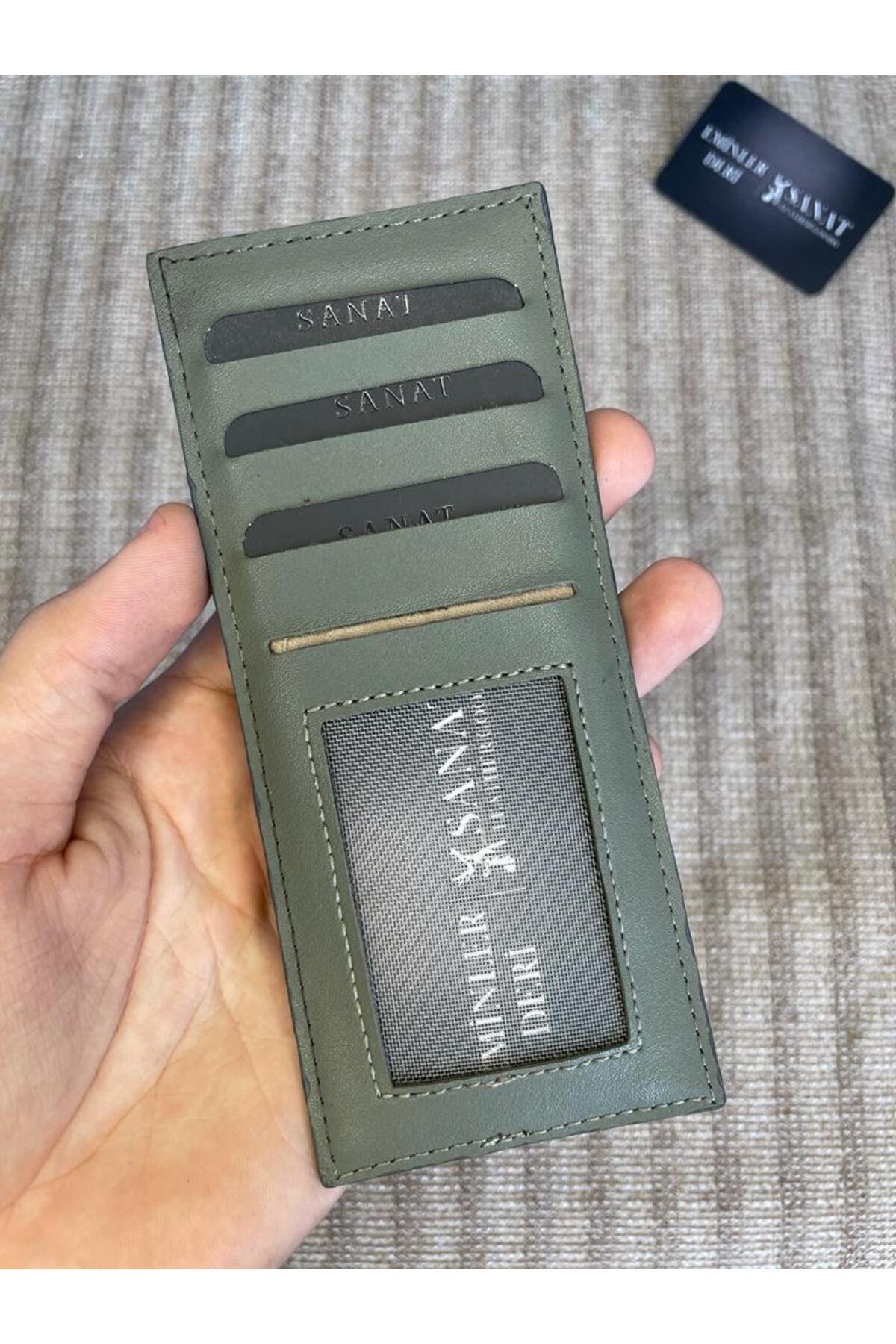 SL-123 unisex portföy YEŞİL HAKİ suni deri kartlık 16 cm x 7 cm SANAT