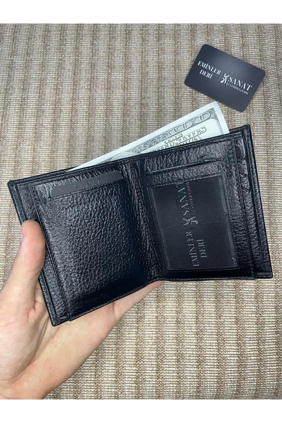 SL-666 hakiki deri çok kart bölmeli erkek cüzdanı SANAT LEATHER