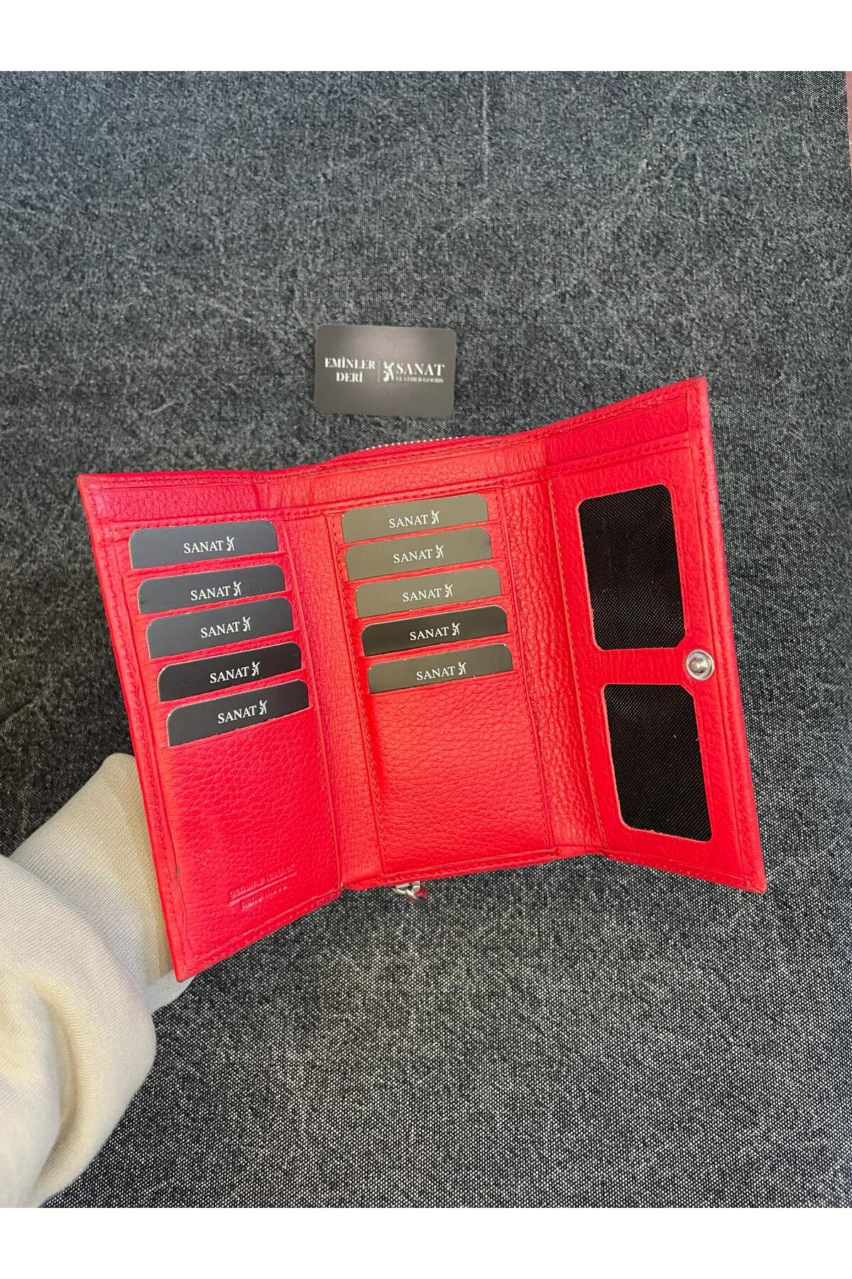 SL-2138 hakiki deri çok kartlıklı ve fermuarlı  cüzdan (16,5 cm/9cm) SANAT