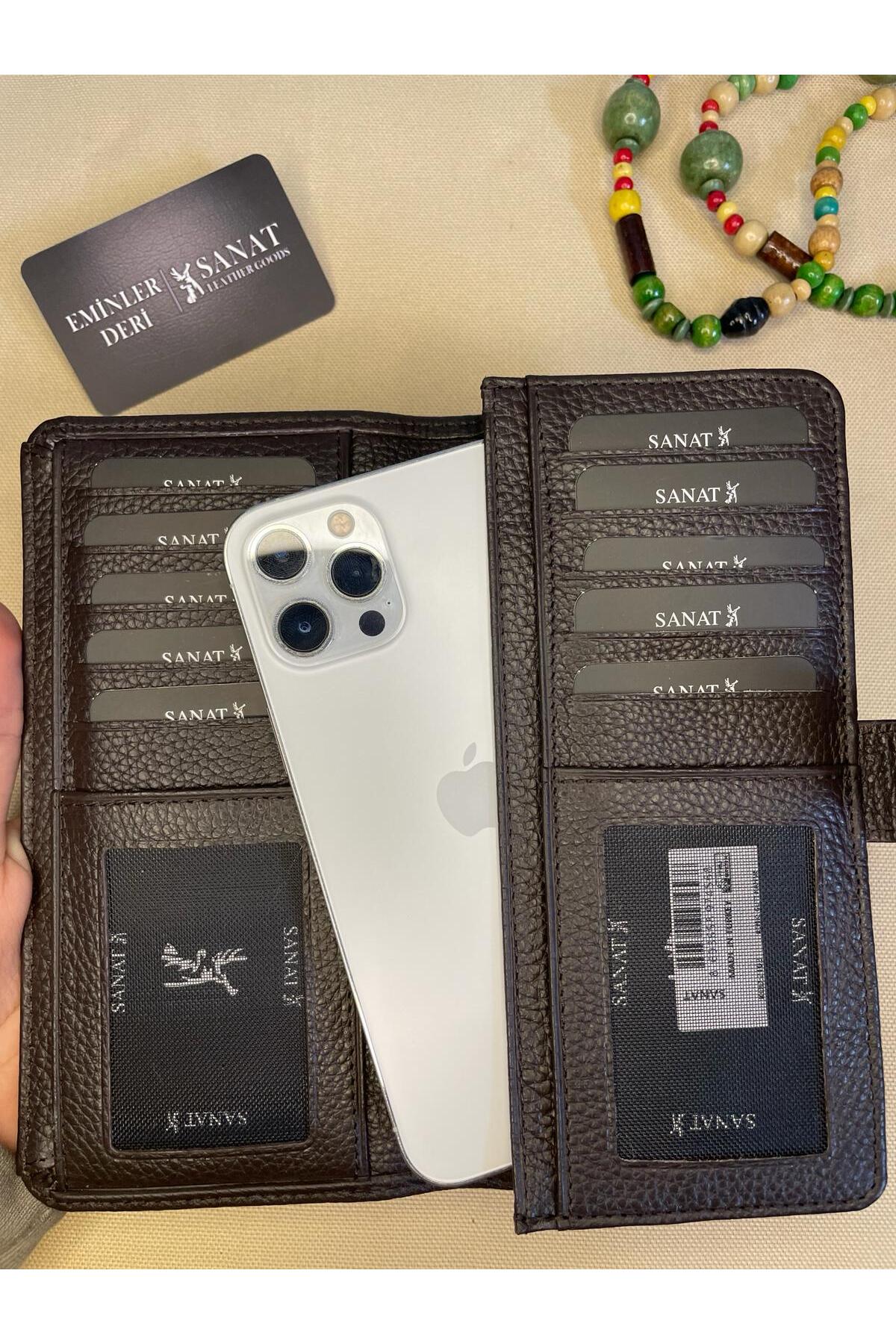 SL-2102 UNİSEX 19cm×9,5cm telefon bölmeli ehliyet/kimlik bölmeli hakiki deri cüzdan
