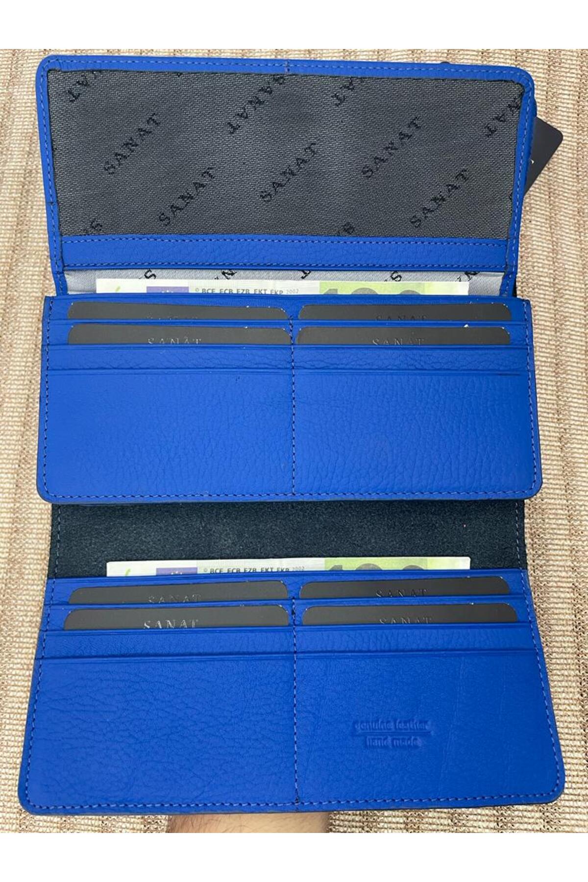 SL-2160 hakiki deri telefon bölmeli YAZ SEZONU örgülü kadın cüzdanı SANAT LEATHER