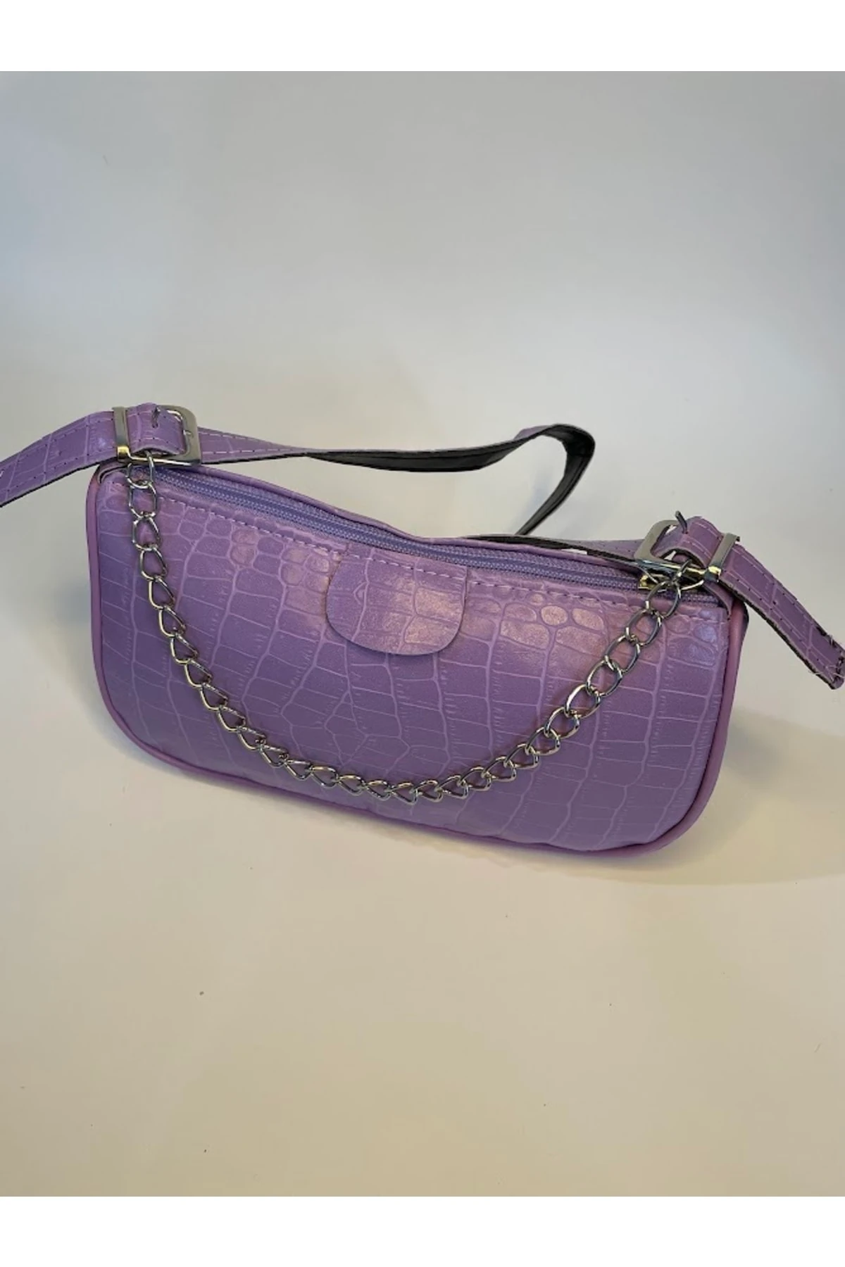 Sl-704 Zincirli Kroko Baget Astarsız Omuz Çantası