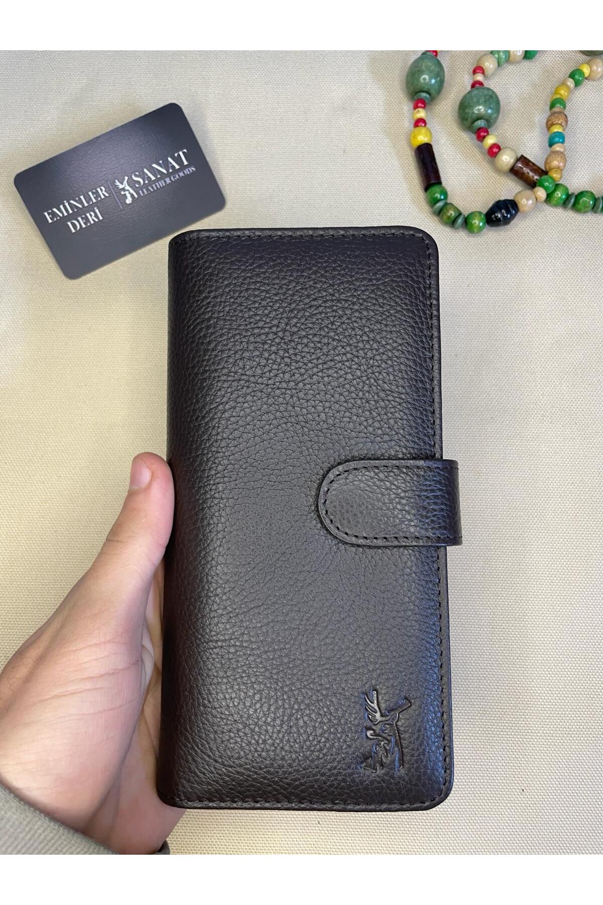 SL-2102 UNİSEX 19cm×9,5cm telefon bölmeli ehliyet/kimlik bölmeli hakiki deri cüzdan