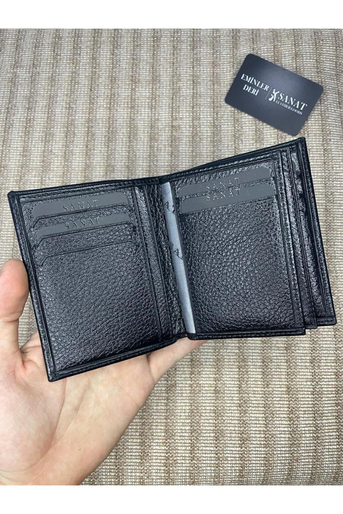 SL-666 hakiki deri çok kart bölmeli erkek cüzdanı SANAT LEATHER