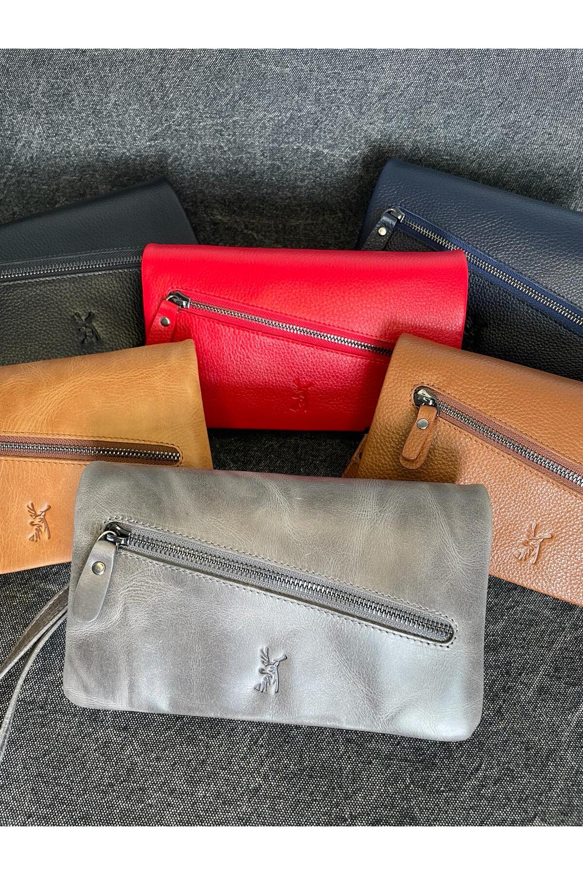 SL-312 Hakiki Deri Çok İşlevli Özel Portföy Kartlık Bölmeli El Çantası 22,5 CM×13,5 CM SANAT LEATHER