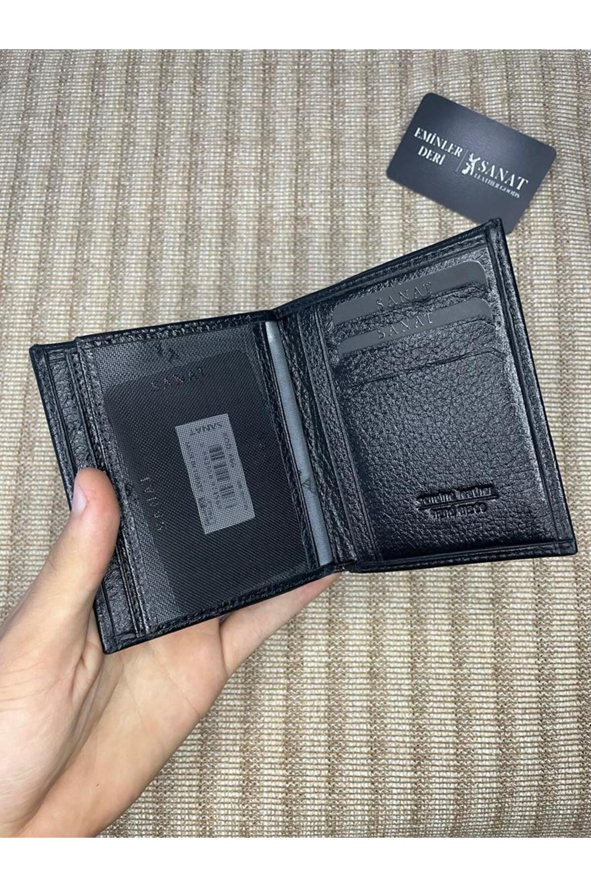 SL-666 hakiki deri çok kart bölmeli erkek cüzdanı SANAT LEATHER