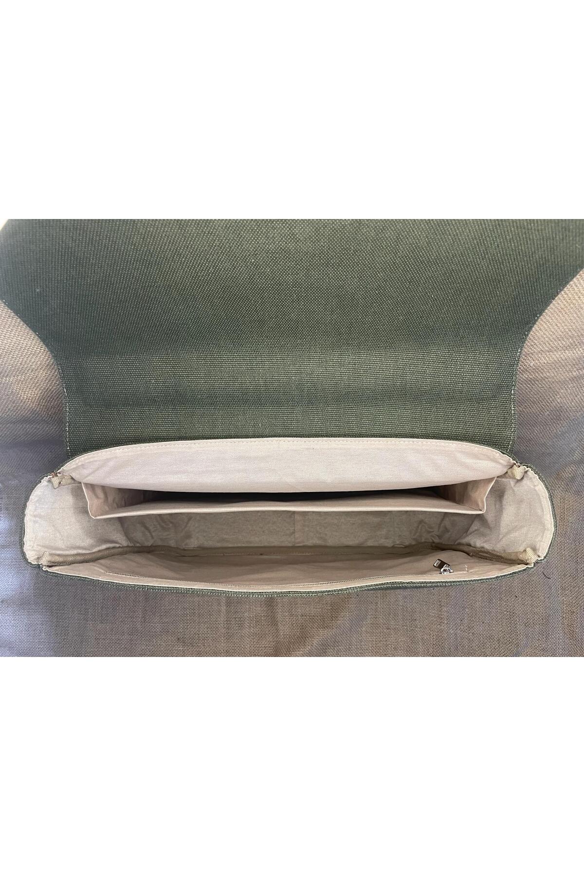 SL-126056  40cm×31cm hakiki deri ve kanvas  evrak ve laptop çantası (15,6 ınch için) SANAT LEATHER