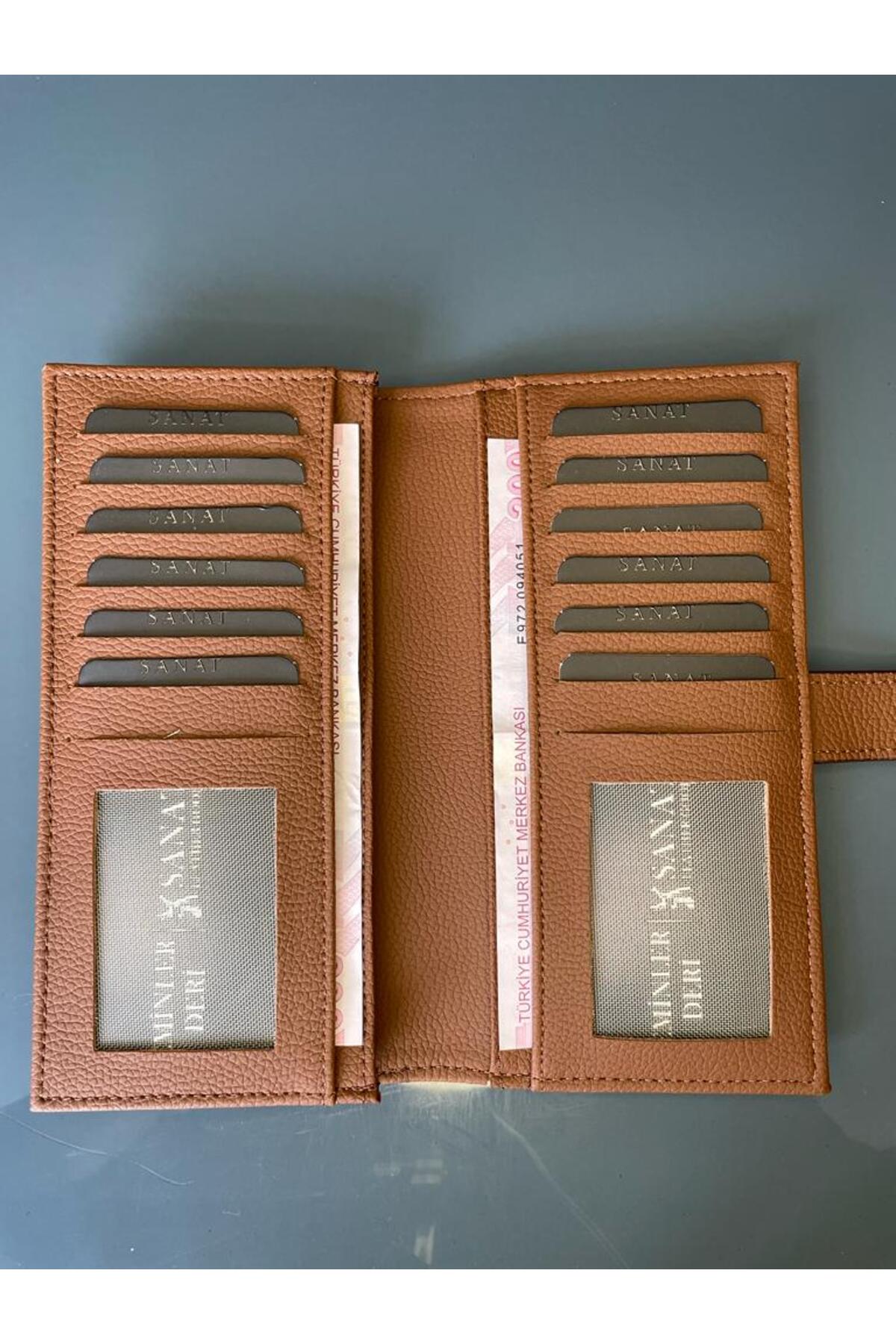 Sl-cr7 Suni Deri Telefon Bölmeli Şık Cüzdan 18,5 Cm X 9,5 Cm