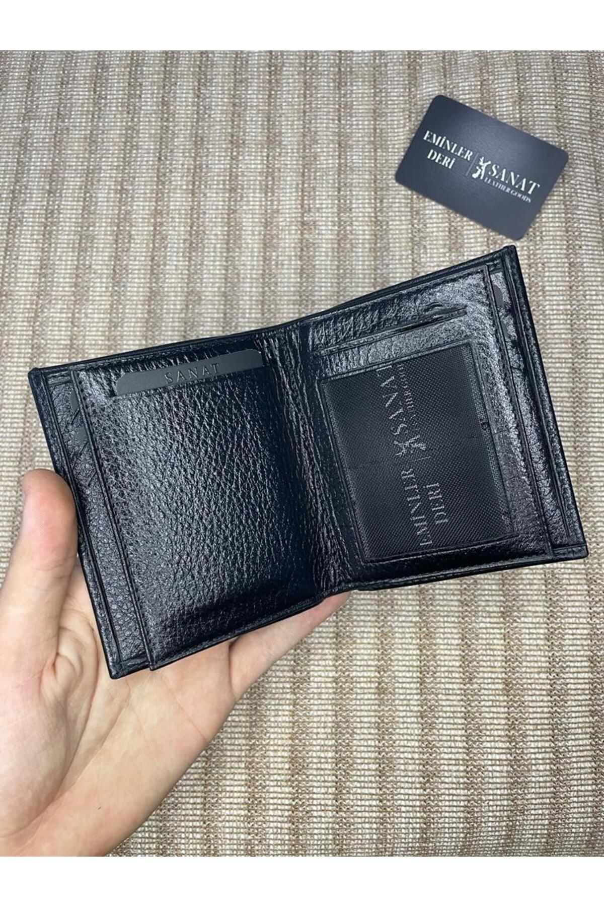 SL-666 hakiki deri çok kart bölmeli erkek cüzdanı SANAT LEATHER