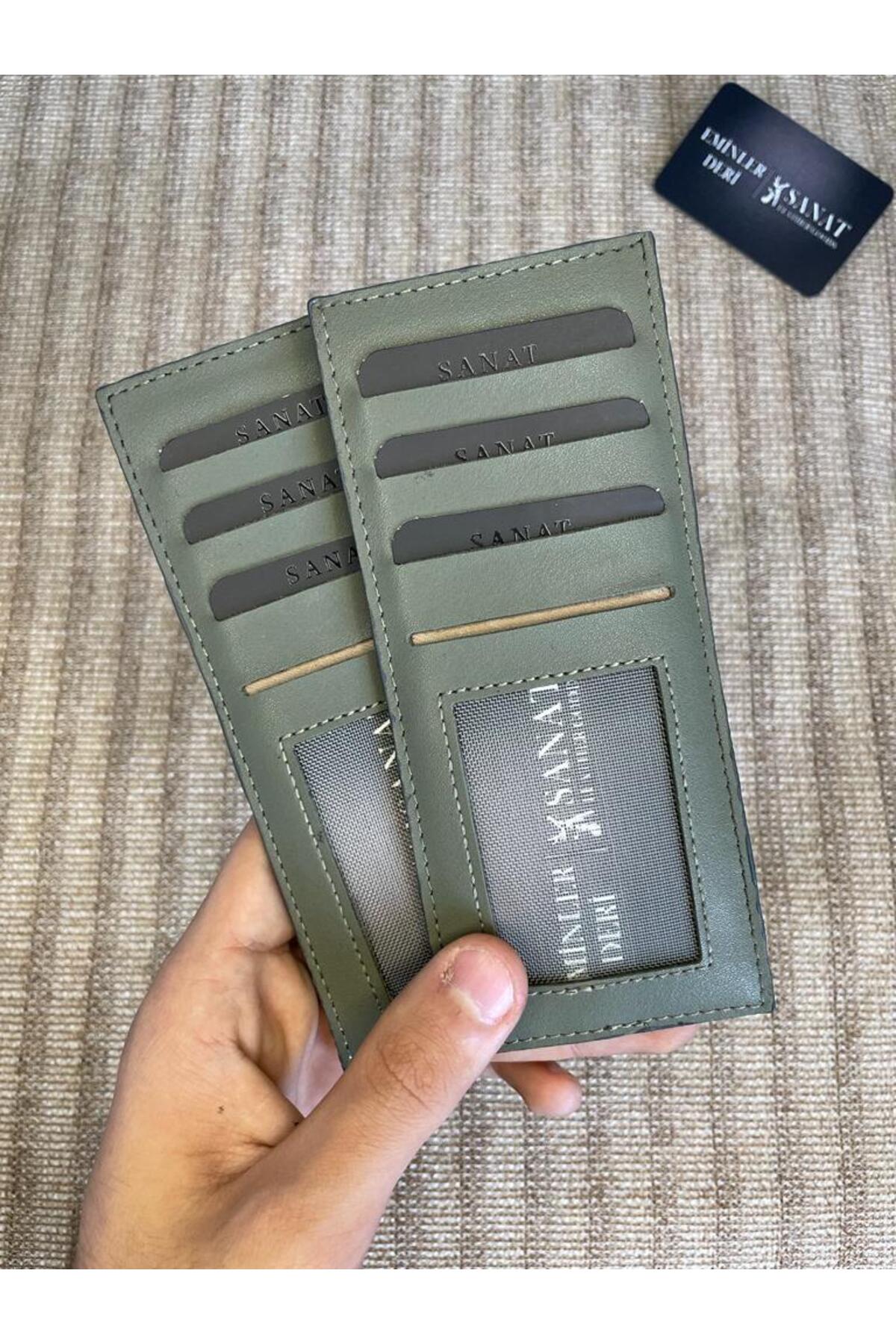 SL-123 unisex portföy YEŞİL HAKİ suni deri kartlık 16 cm x 7 cm SANAT